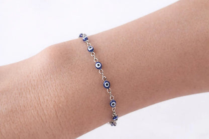 Bracelet Oeil Bleu en Acier - Bijou Grec - Cadeau pour Elle