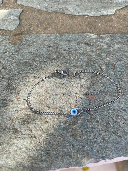 Bracelet Oeil Bleu en Acier Inoxydable – Bracelet Fin et Minimaliste