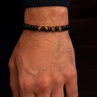 Men’s Bracelet Black Onyx & Tiger’s Eye - Gift for Him