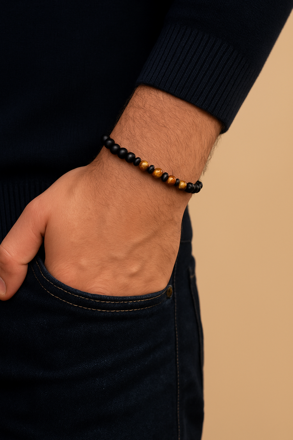 Men’s Bracelet Black Onyx & Tiger’s Eye - Gift for Him