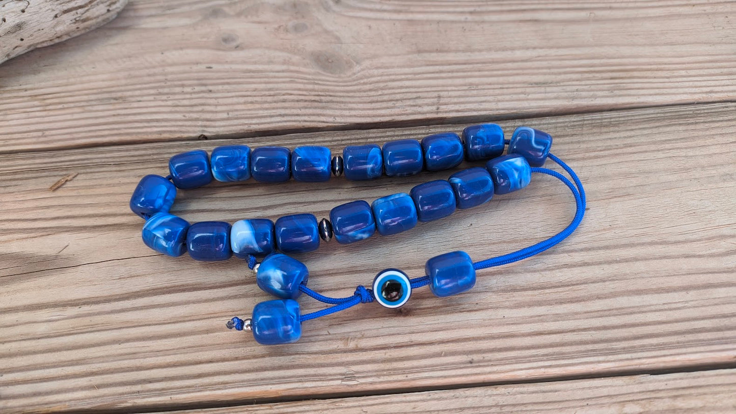 Evil eye worry beads – Greek gift – Gift for Him – Blue komboloi