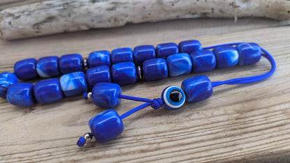 Evil eye worry beads – Greek gift – Gift for Him – Blue komboloi