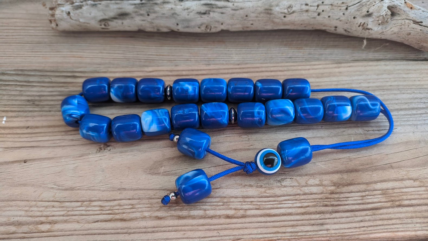Evil eye worry beads – Greek gift – Gift for Him – Blue komboloi