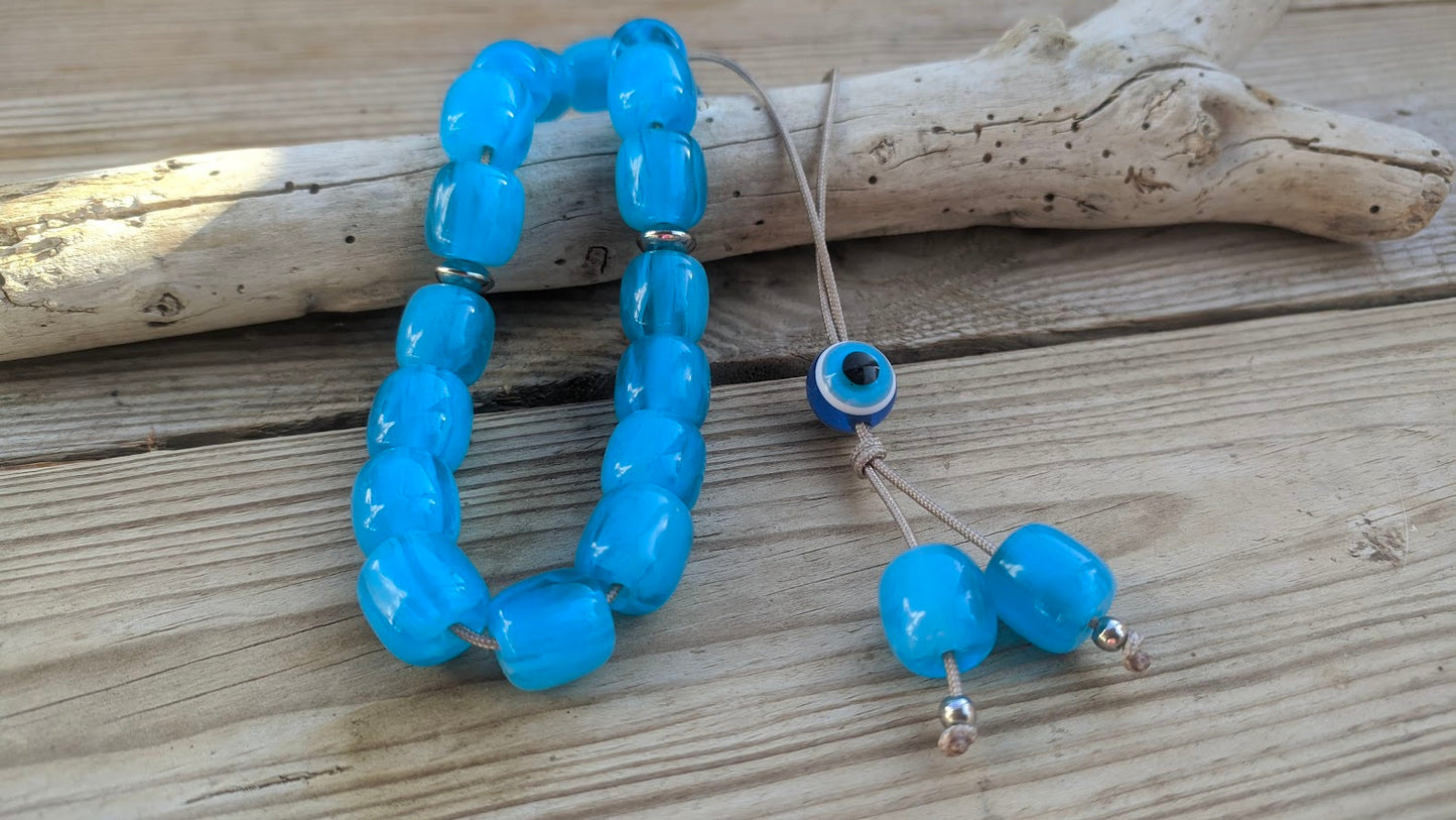 Evil Eye Turquoise Worry Beads – Greek Gift – Anti Stress Toy