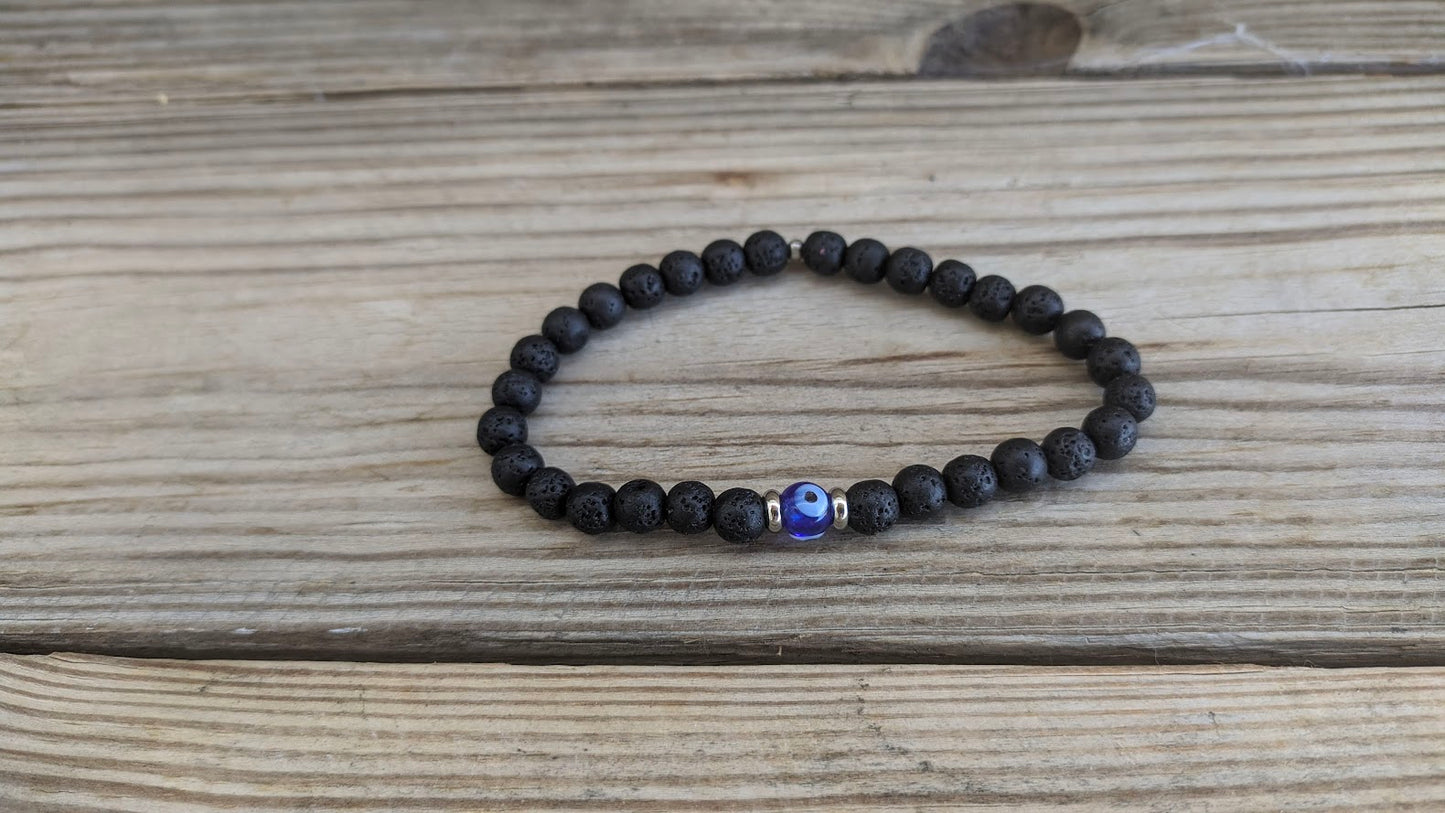 Men's Evil Eye Lava Bracelet - Evil Eye Protection Bracelet - Gift For Him