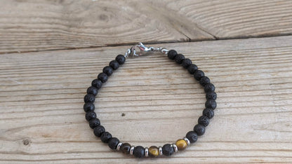 Men's Lava & Tiger Eye bracelet - Gift For Him, Men's Jewelry - Boyfriend Gift