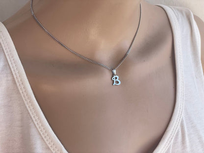 Initial necklace with Letter Charm - Stainless Steel Jewelry