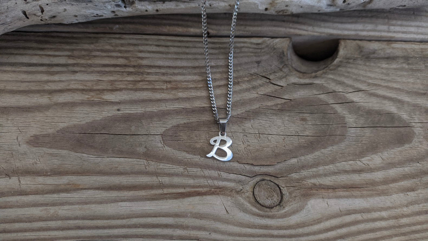 Initial necklace - Letter Charm - Stainless Steel Jewelry - Gift for Her