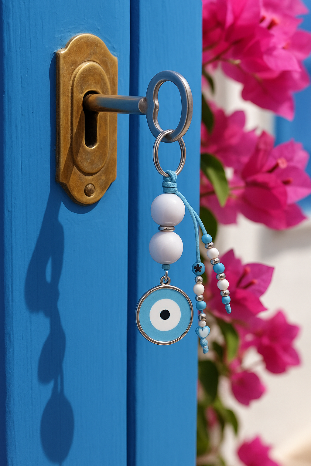 Bijou de Sac ou Porte clés Oeil Bleu ciel Porte-Bonheur – Élégance et Protection