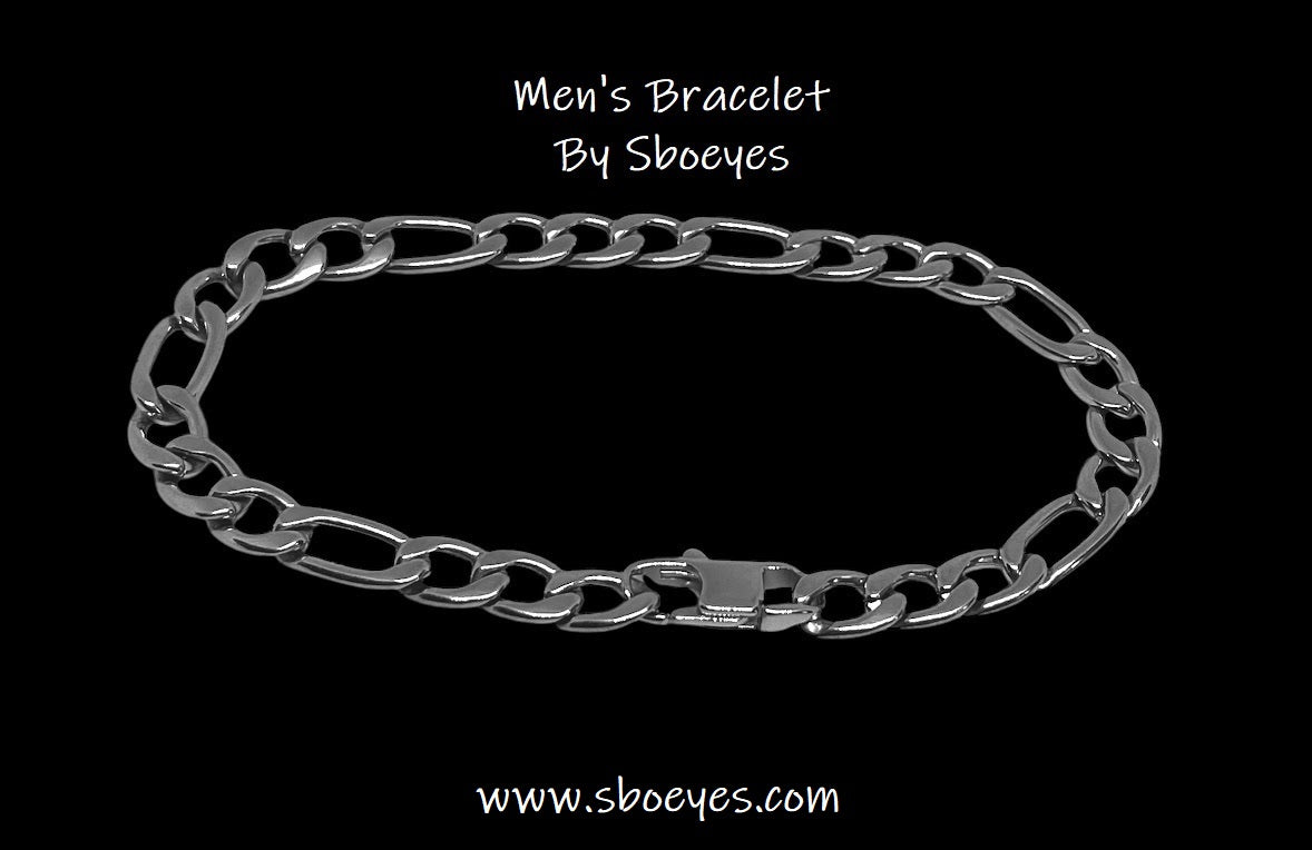 Stainless Steel Figaro Link Bracelet - Men's Bracelet - Gift for Him