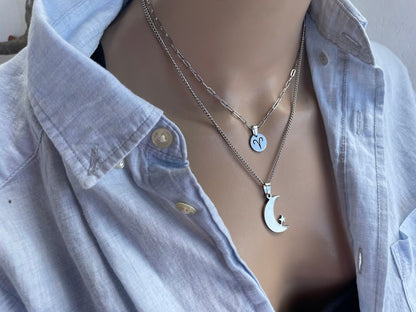 Moon & Zodiac Layering Necklaces - Stainless Jewelry - Gift for Her