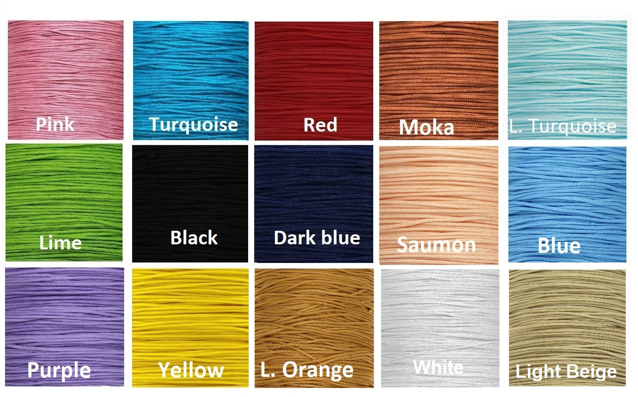Color swatches of various yarn colors with labels