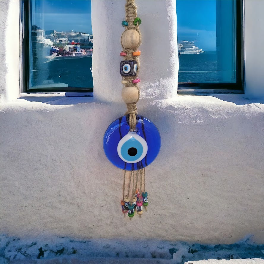 Glass Evil Eye Wall Hanging - House Protection - Greek Gift