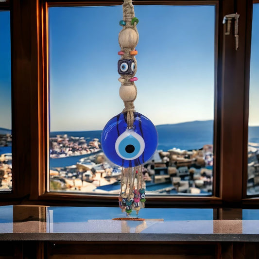Glass Evil Eye Wall Hanging - House Protection - Greek Gift