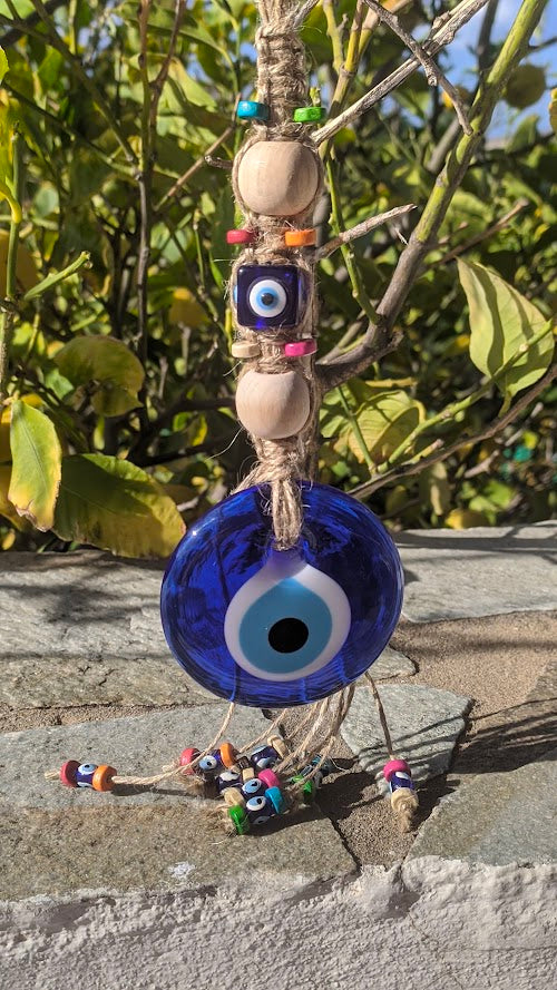 Glass Evil Eye Wall Hanging - House Protection - Greek Gift