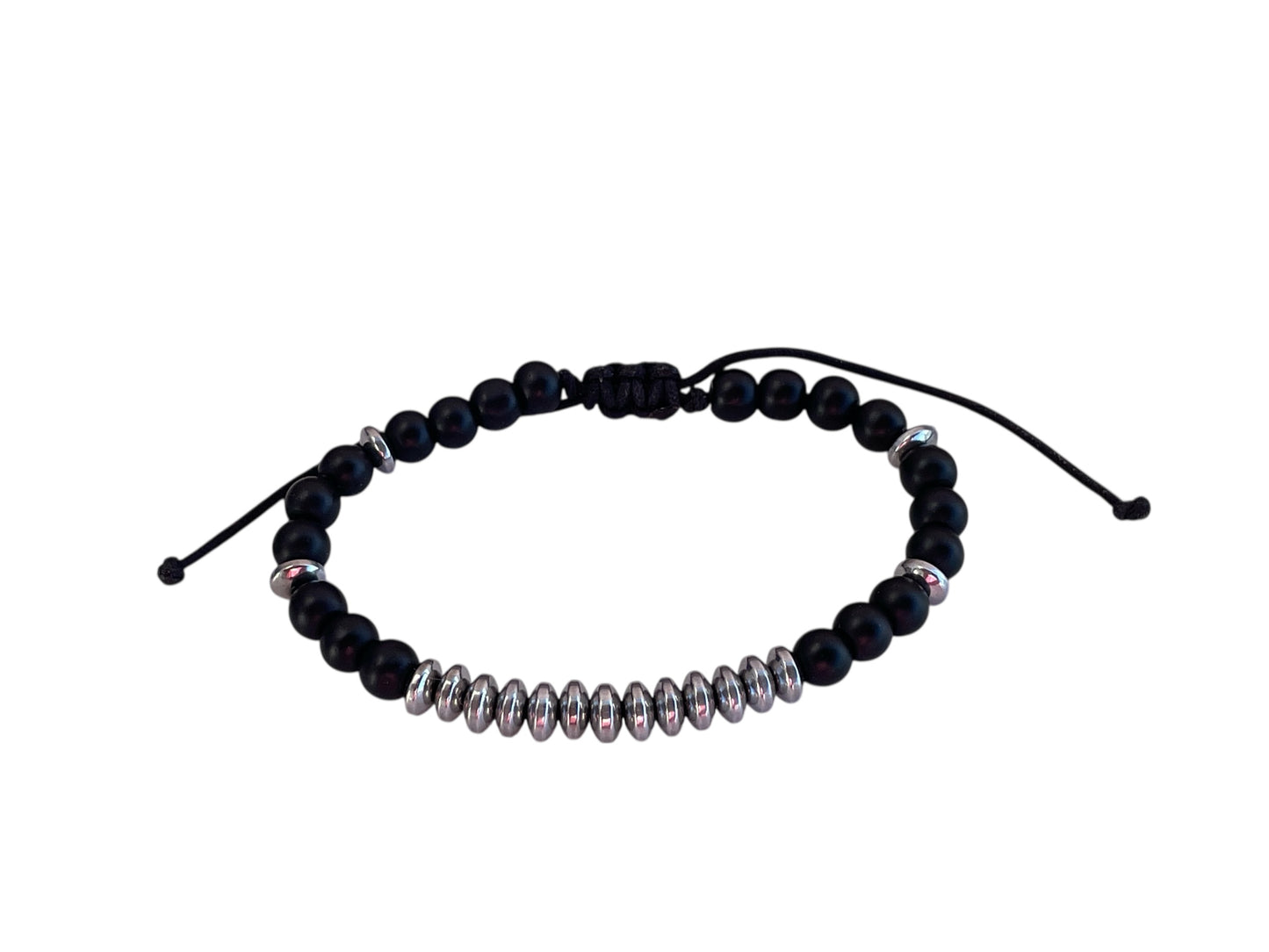Men’s Mat Onyx & Silver Hematite Bracelet - Gift for Him