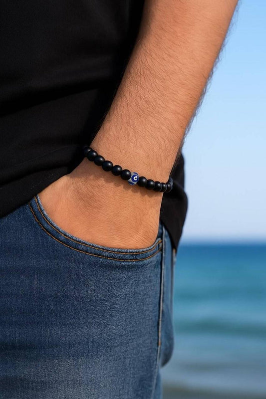 Men’s Evil Eye Onyx Bracelet  - Gift for Him