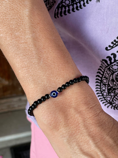 Evil Eye Onyx Bracelet - Evil Eye Protection Bracelet - Gift For Him or For Her