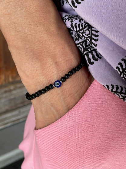 Evil Eye Onyx Bracelet - Evil Eye Protection Bracelet - Gift For Him or For Her