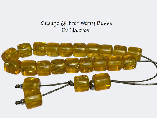 Orange Glitter Worry Beads - Stop Smoking Gift -  Gift for Her