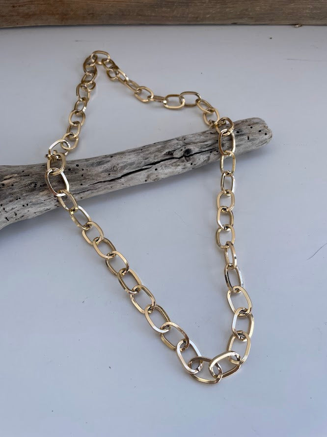 Long Aluminum Gold Paperclip Necklace - Gift for her