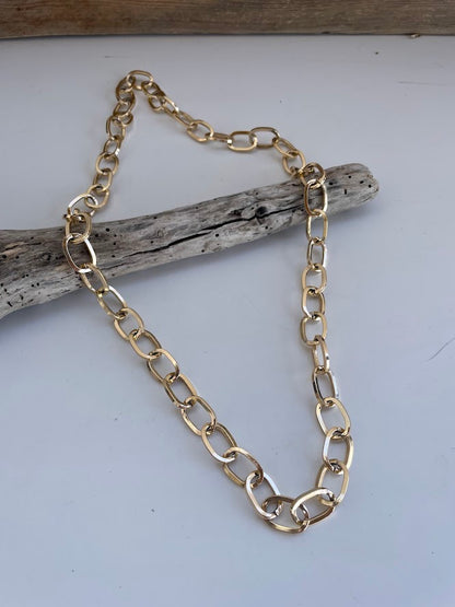 Long Aluminum Gold Paperclip Necklace - Gift for her