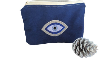 Pochette Evil Eye brodée bleue - Accessoire Evil Eye - Cadeau pour elle