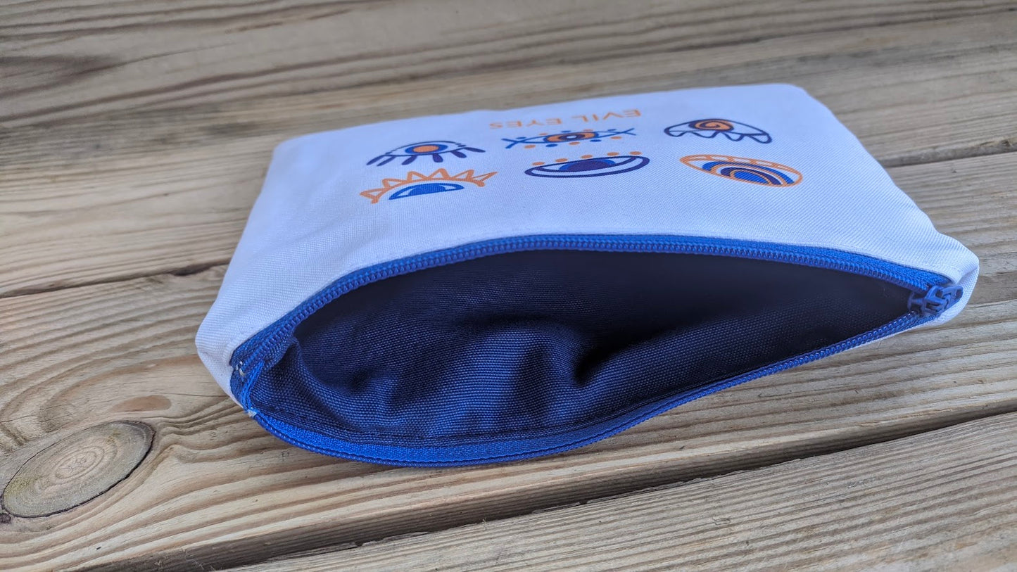 Evil Eye Handmade Pouch - Zipper Bag - Made in Greece - Gift for Her
