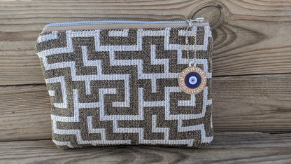 Greek Key Fabric Pouch - Available in two Colors - Greek gift