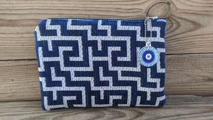 Greek Key Fabric Pouch - Available in two Colors - Greek gift