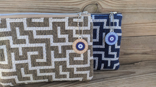 Greek Key Fabric Pouch - Available in two Colors - Greek gift