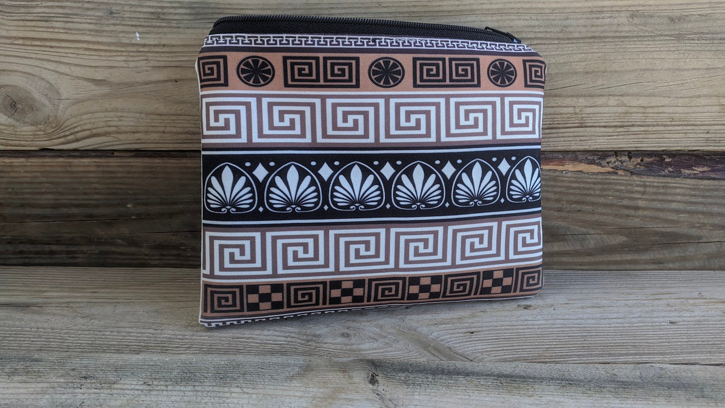 Greek Minoan Design Pouch - Handmade Zipper Bag - Greek Gift