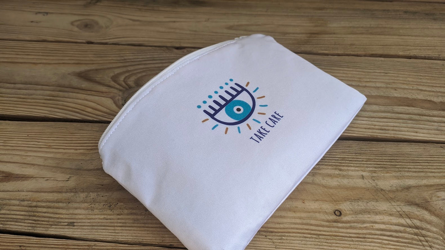 Lycra Evil Eye Handmade Pouch - Zipper Bag - Made in Greece -