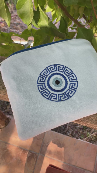 Pochette Motif Brodée Grec et Oeil   –  Souvenir Grec