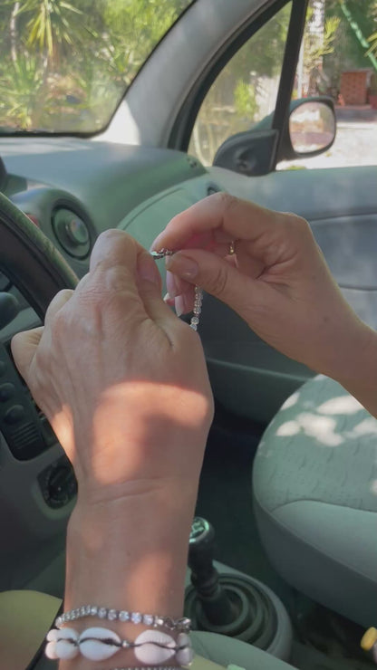 Bijou de rétroviseur croix en pierre de lune – Protection pour la voiture