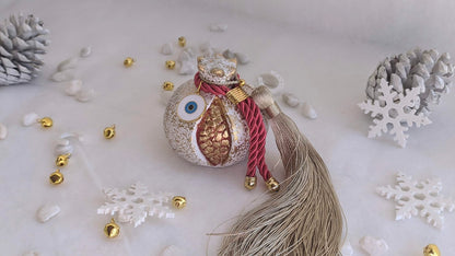 Evil Eye Ceramic Pomegranate with Tassel