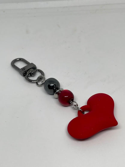 Red Heart Bag Charm - Beaded Bag Charm - Stainless Bag Charm - Greek Gift