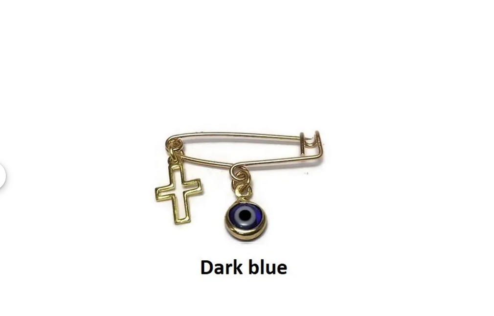 Evil Eye Cross Safety Pin - Baby Protection Jewelry