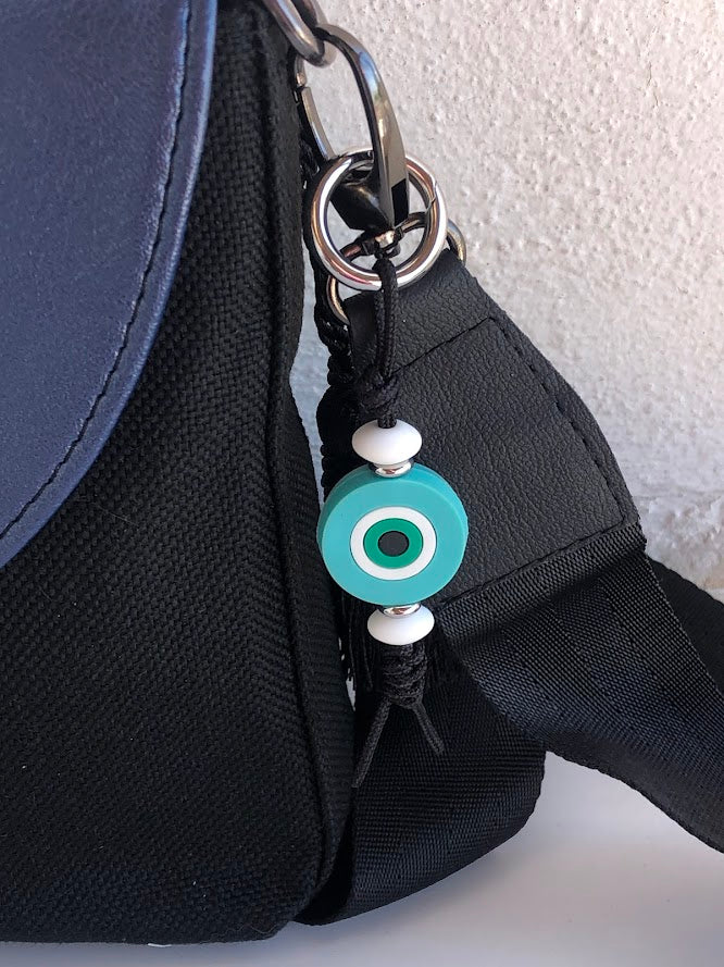 Bijou de Sac Oeil Bleu En Silicone - Bijou Grec Porte Bonheur