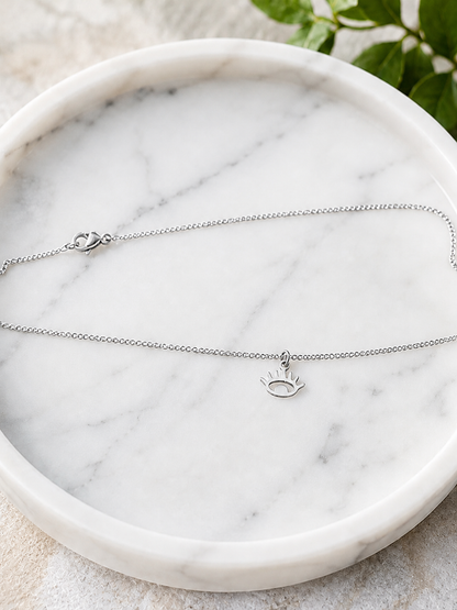 Minimalist Evil Eye Necklace – Stainless Steel Lucky Eye Necklace – Greek Protection Jewelry