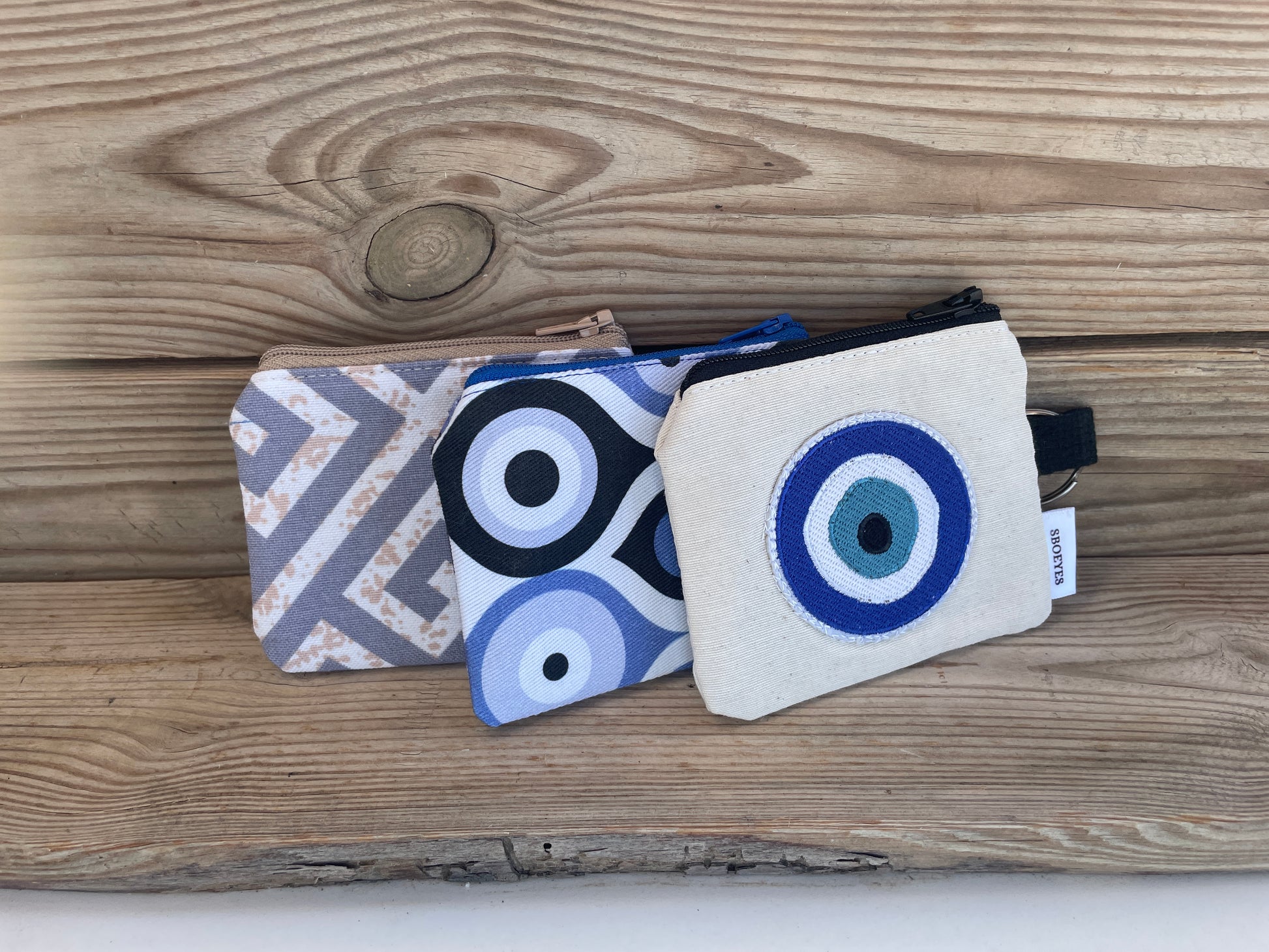 small greek zipper pouches with keyring