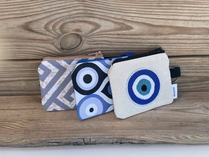 small greek zipper pouches with keyring