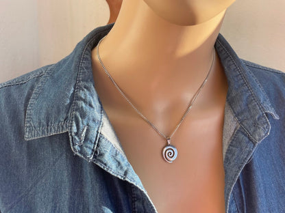 Spiral Pendant Necklace: Stainless Steel Elegance from Greece