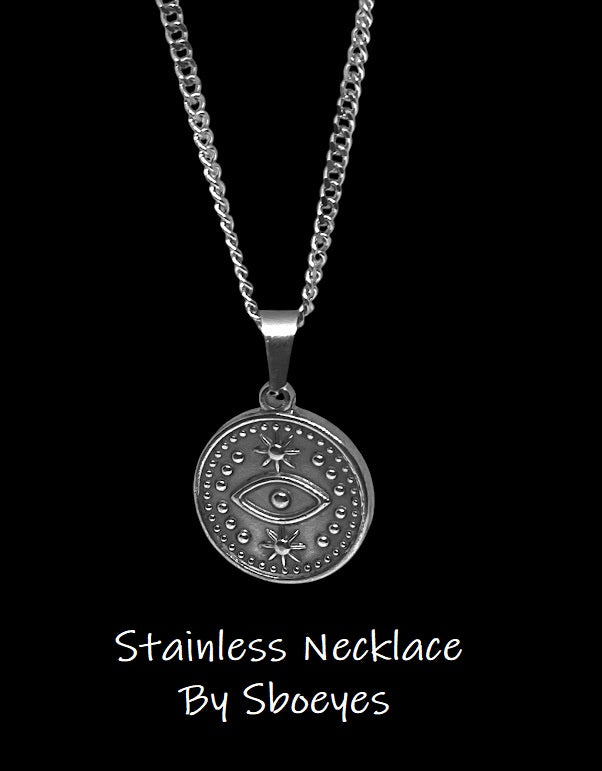 Stainless Steel Evil Eye Necklace - Gift For Her - Greek Gift