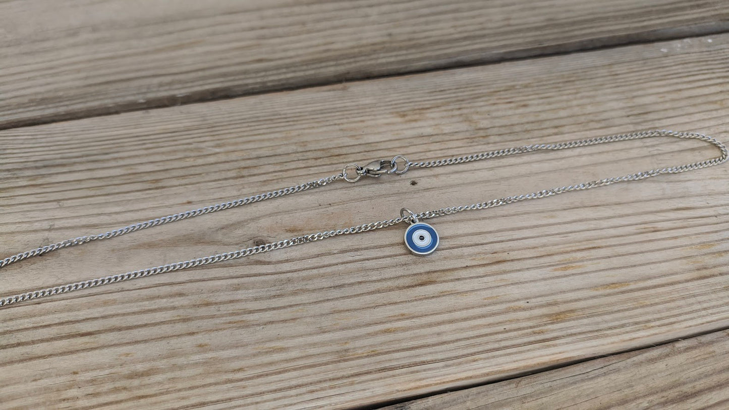 Tiny Evil Eye Necklace - Stainless jewelry - Gift for her - Tiny jewelry - Greek Gift