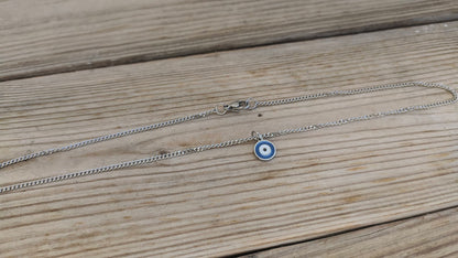 Tiny Evil Eye Necklace - Stainless jewelry - Gift for her - Tiny jewelry - Greek Gift