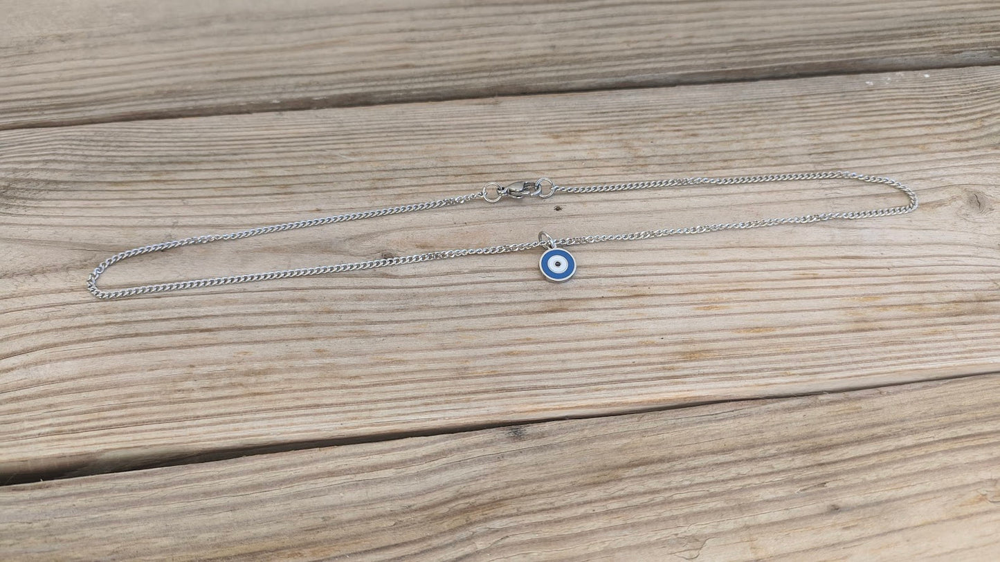 Tiny Evil Eye Necklace - Stainless jewelry - Gift for her - Tiny jewelry - Greek Gift