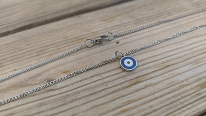 Tiny Evil Eye Necklace - Stainless jewelry - Gift for her - Tiny jewelry - Greek Gift