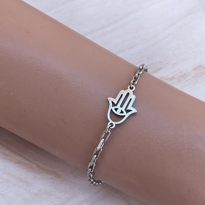 Lucky Stainless Steel Bracelet – Hamsa Hand or Evil Eye