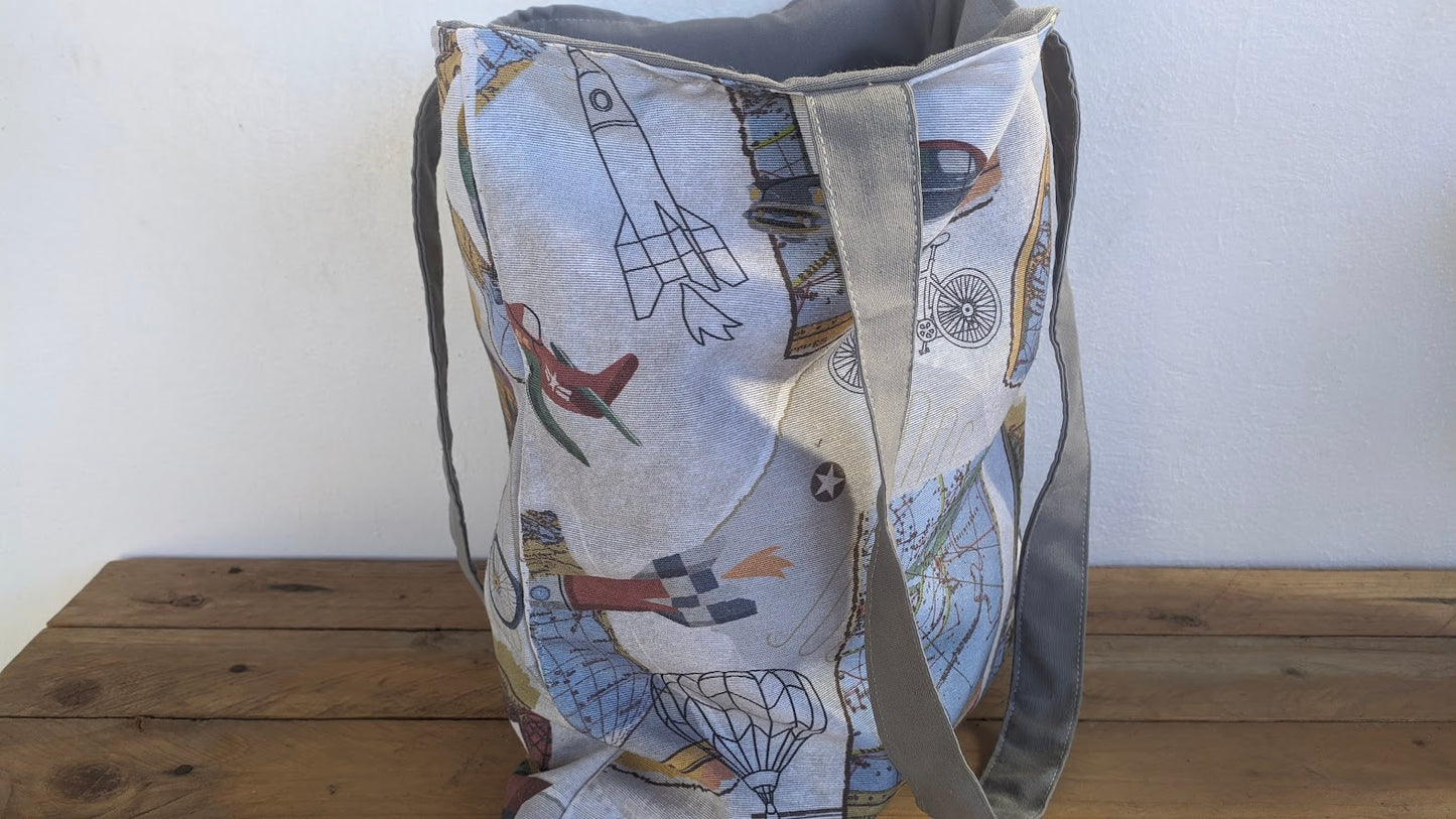 Travel Themed Full-Lined Tote Bag | Greek Summer Gift